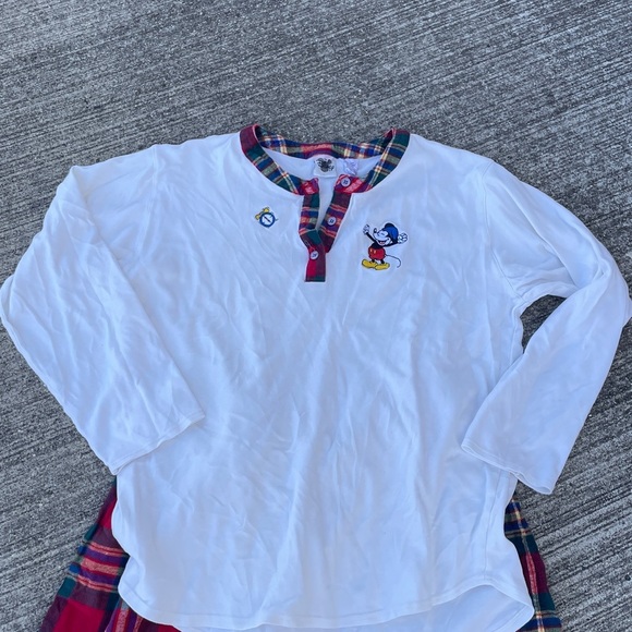 Vintage The Disney Catalog womens pajama set shorts long sleeve L/XL Plaid - Picture 2 of 5